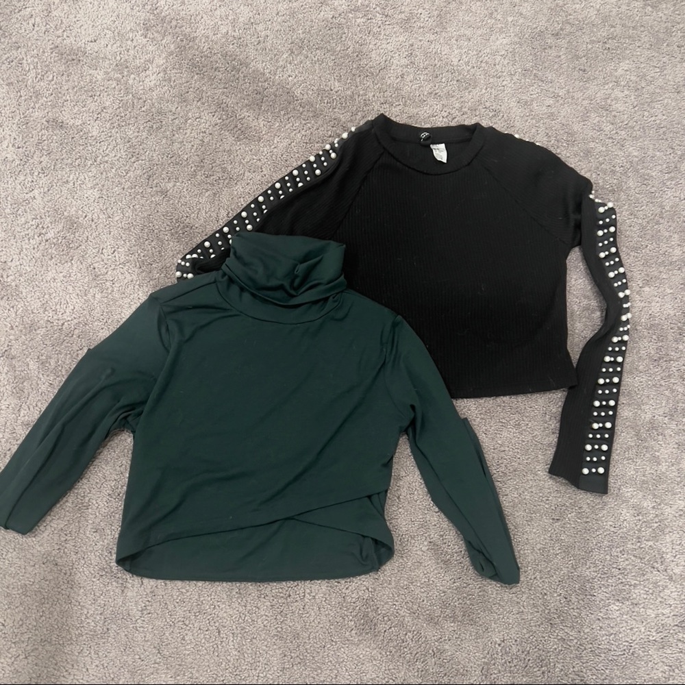 2 tank top crop shirt long sleeves